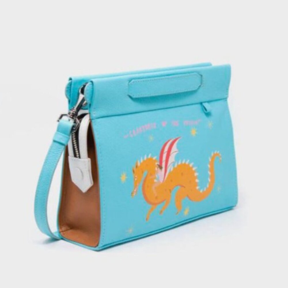 Min & Mon Vail Crossbody Angel Blue Handbag-Dragon Print
